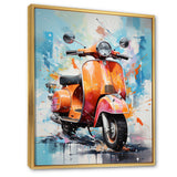 Coral Teal Scooter Display Graphite I - Scooter Canvas Wall Art