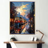 City Trains At Night - Train Canvas Wall Art
