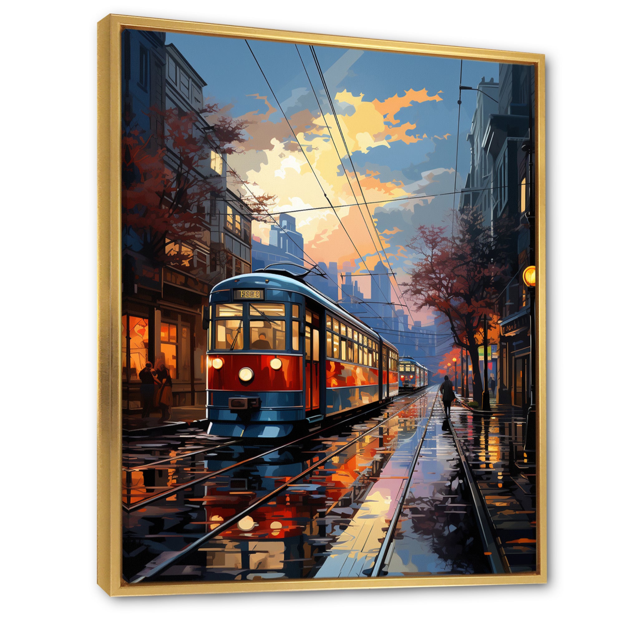 City Trains At Night - Train Canvas Wall Art