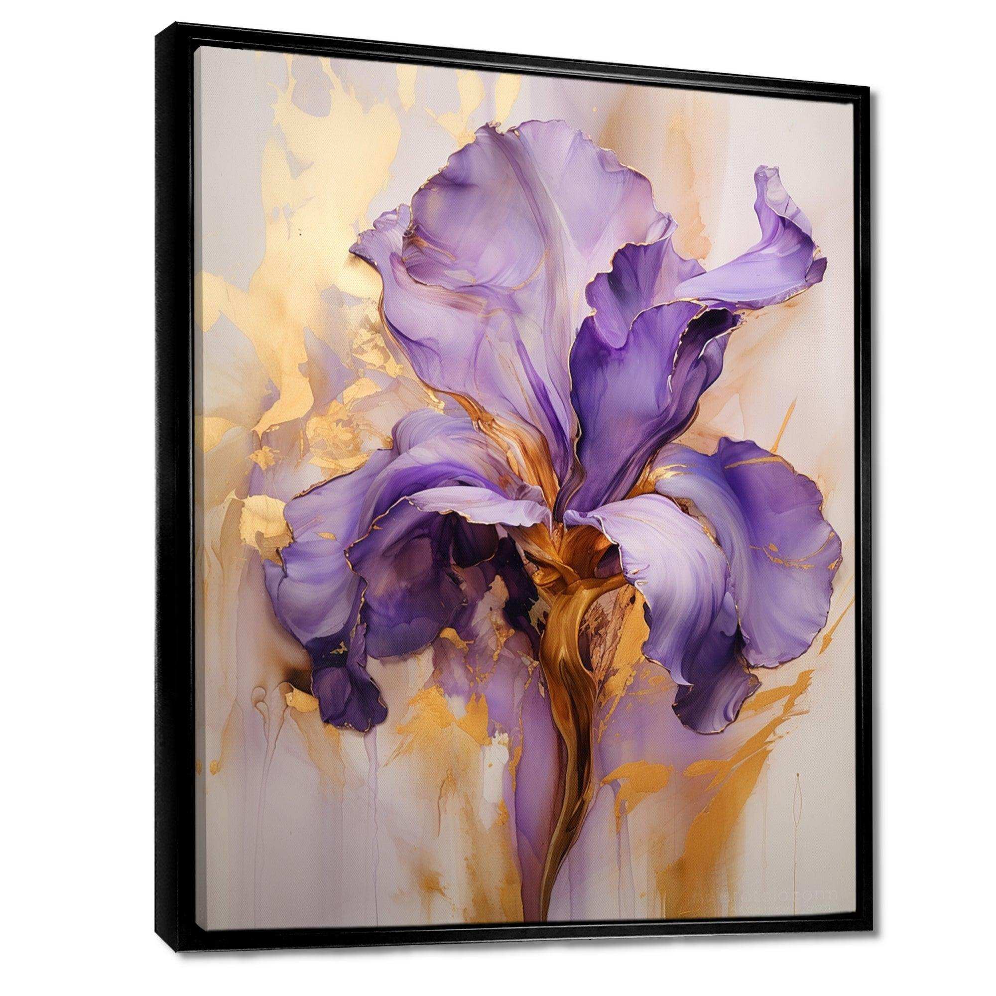 Golden Iris Purple Dream - Floral Canvas Wall Art
