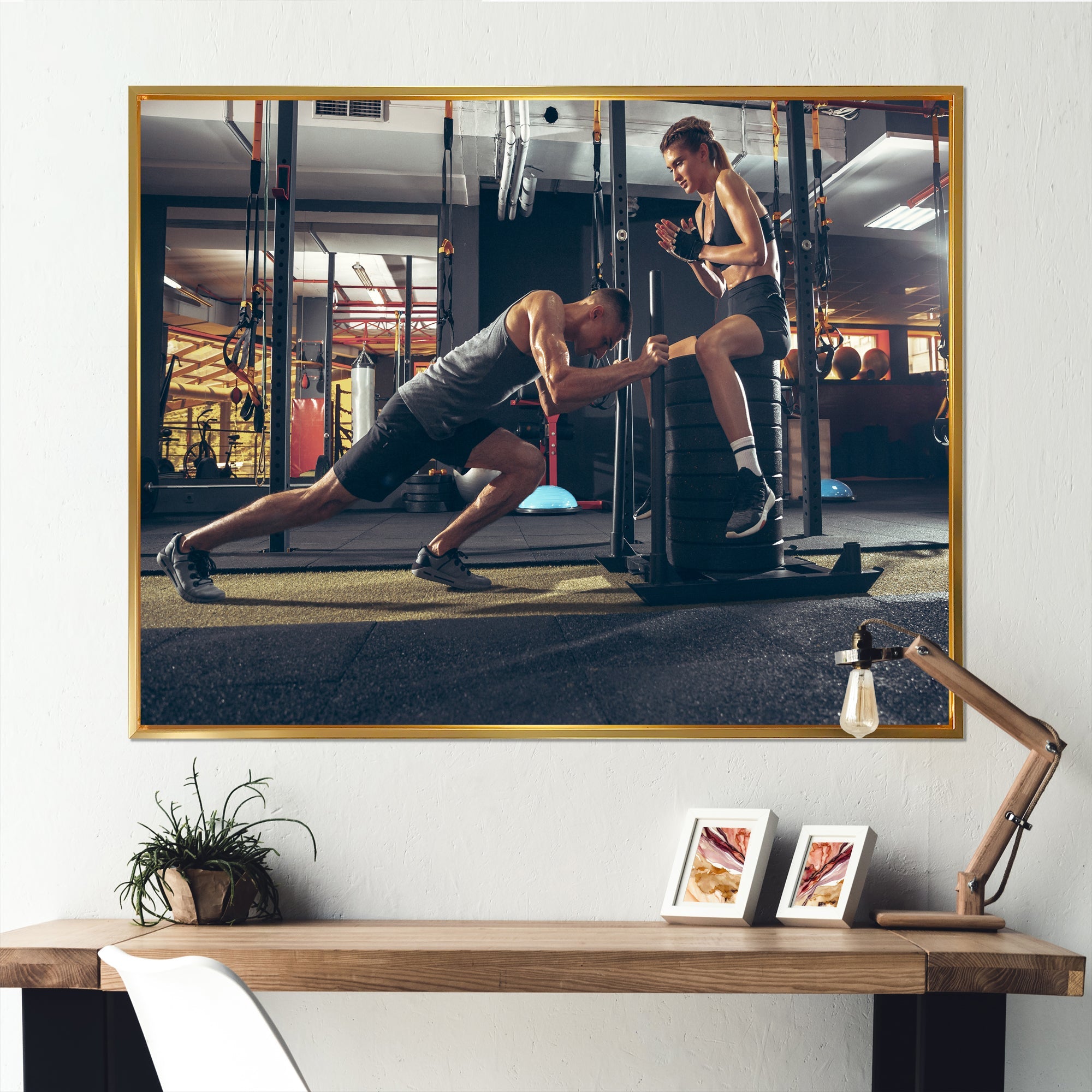 Couple Training - Aerobic & Bodybuilding Canvas Wall Art