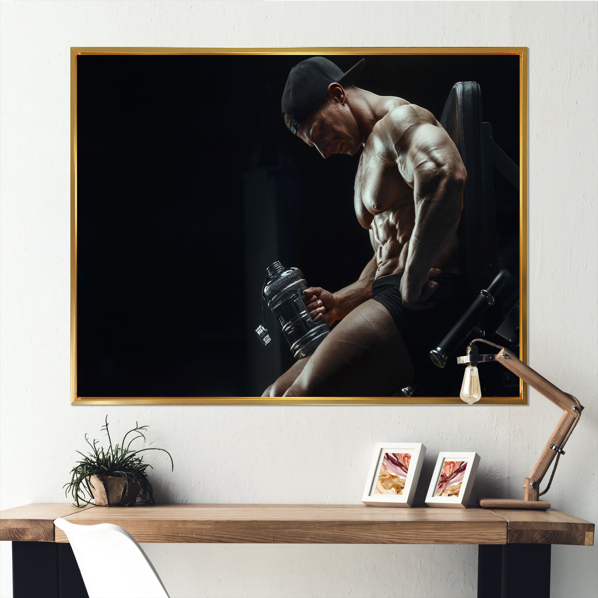 Bodybuilder Fitness Workout - Aerobic & Bodybuilding Canvas Wall Art