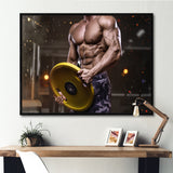 Pumping Up Muscles Dumbbells - Aerobic & Bodybuilding Canvas Wall Art