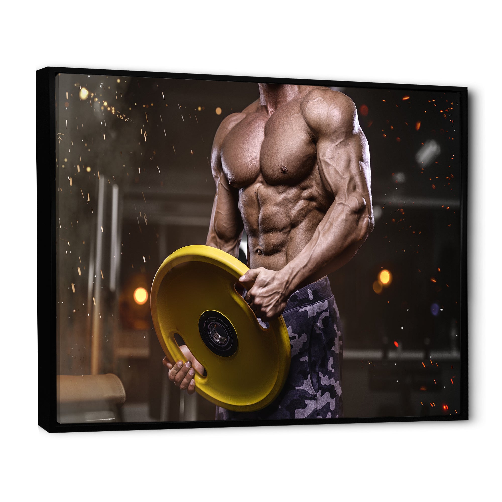 Pumping Up Muscles Dumbbells - Aerobic & Bodybuilding Canvas Wall Art
