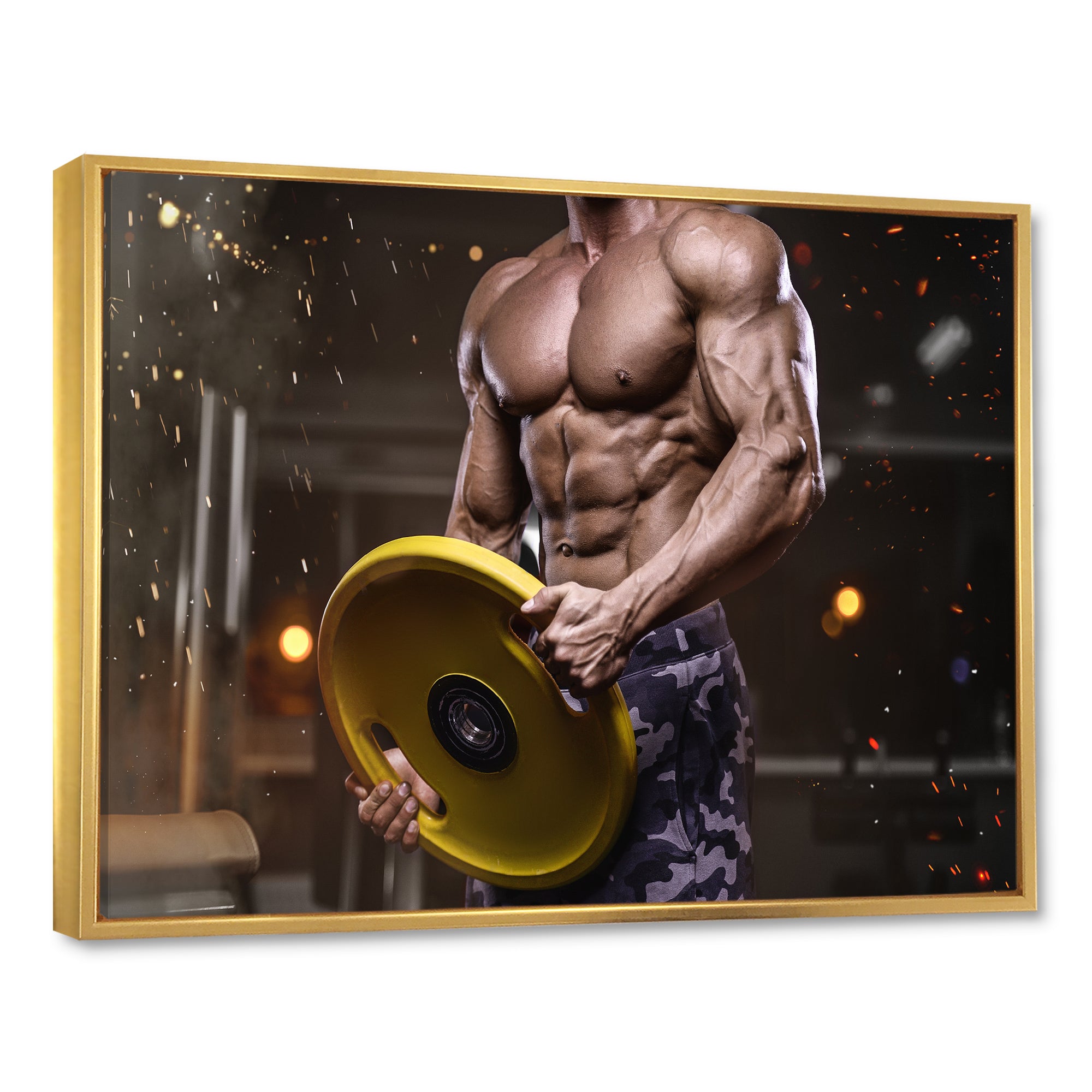 Pumping Up Muscles Dumbbells - Aerobic & Bodybuilding Canvas Wall Art
