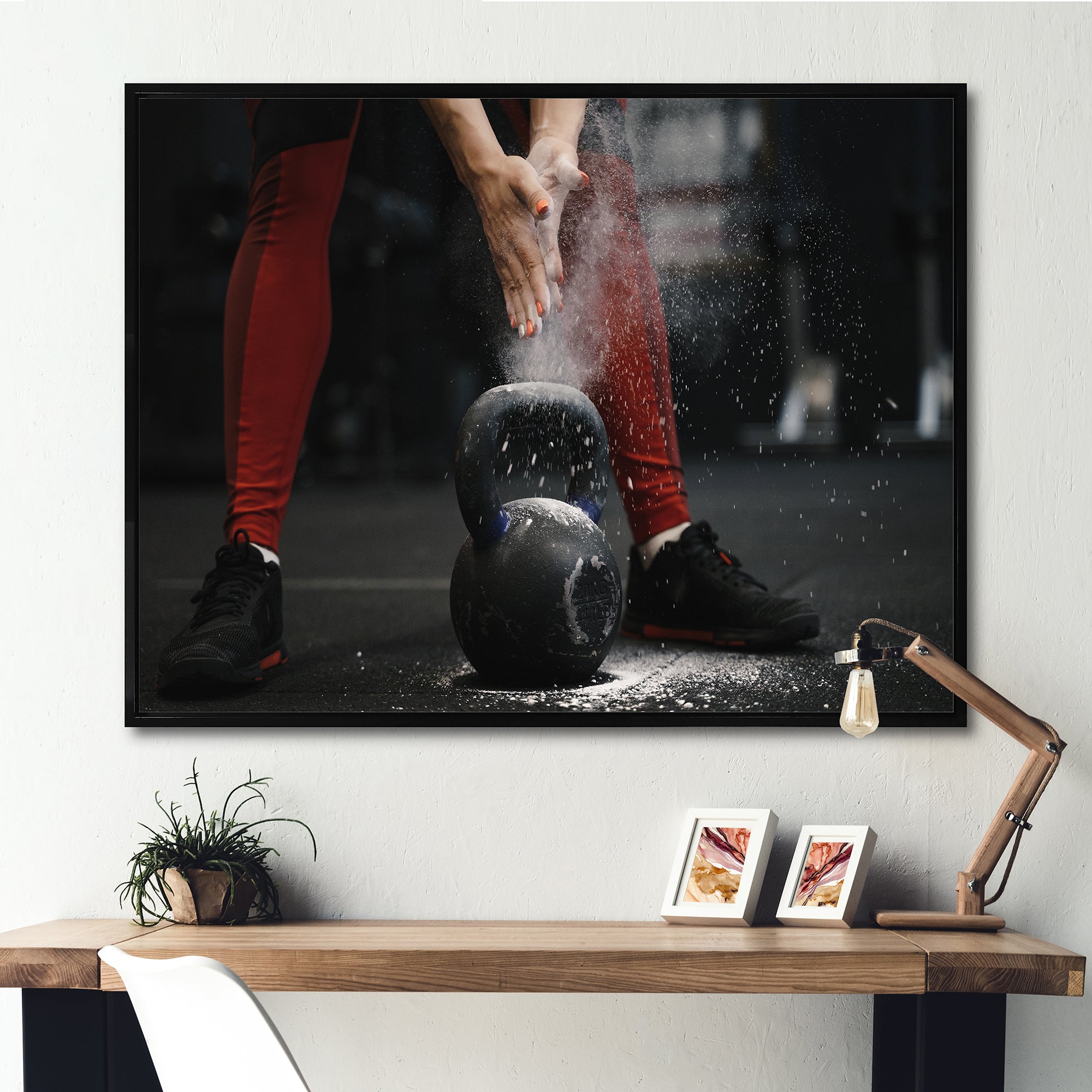 Athlete Bodybuilding Cloud Of Dust - Aerobic & Bodybuilding Canvas Wall Art