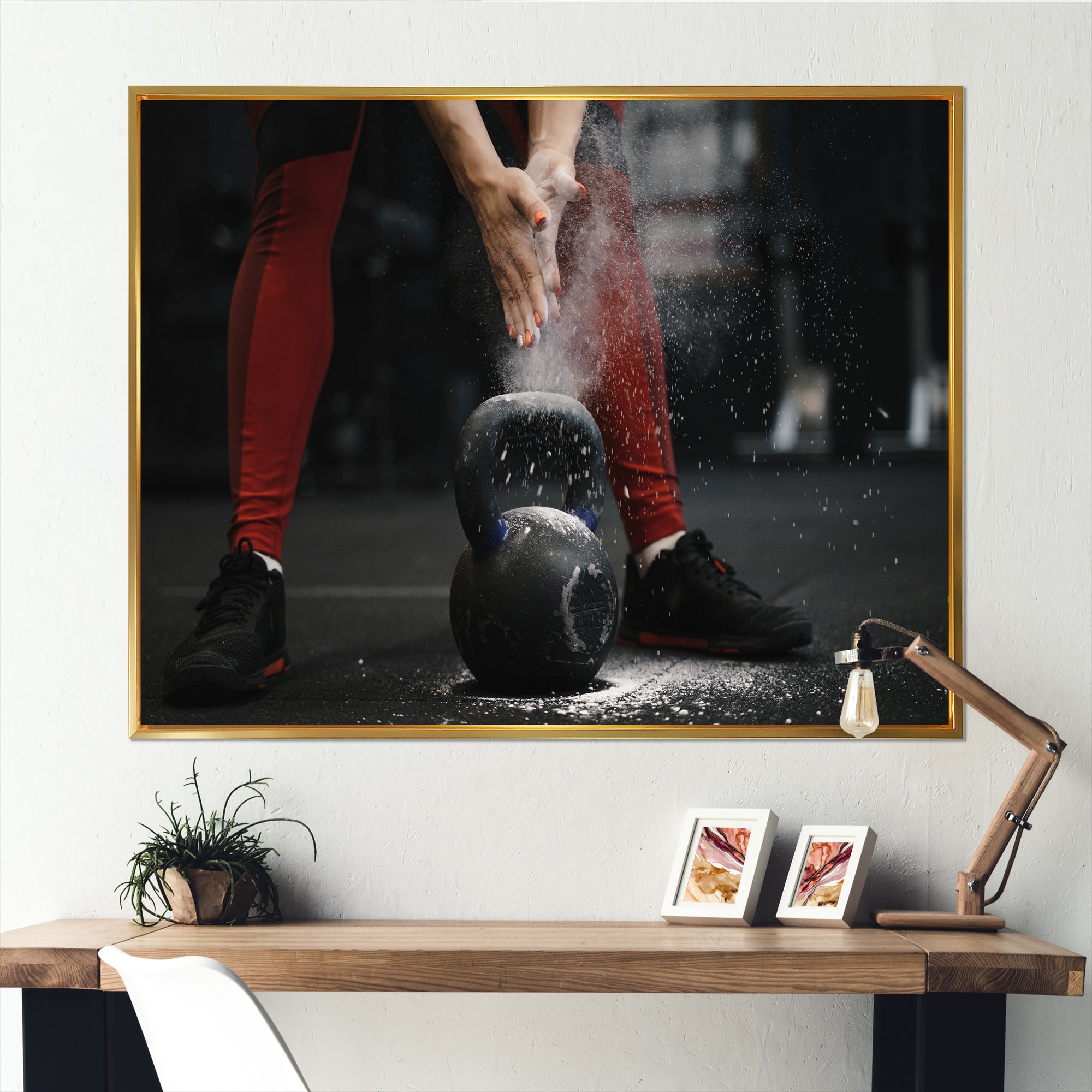 Athlete Bodybuilding Cloud Of Dust - Aerobic & Bodybuilding Canvas Wall Art