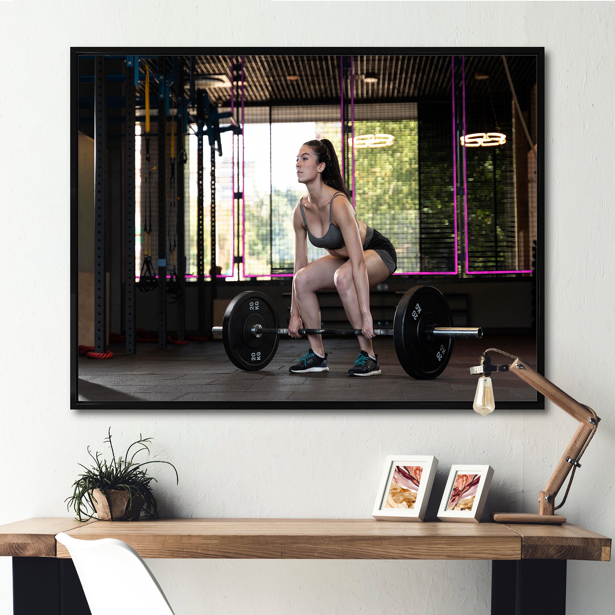 Woman Bodybuilding Workout - Aerobic & Bodybuilding Canvas Wall Art