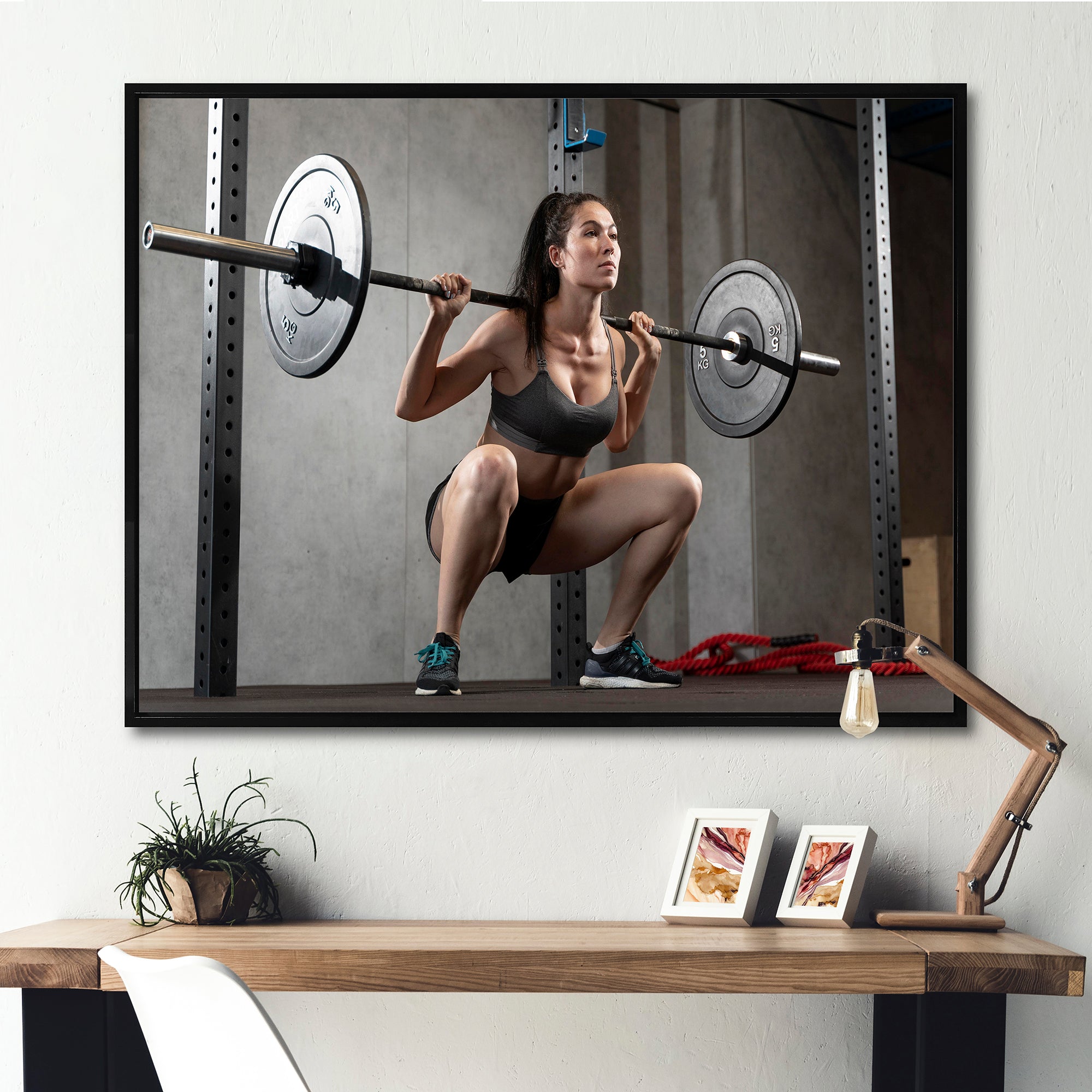 Woman Bodybuilding Workout I - Aerobic & Bodybuilding Canvas Wall Art