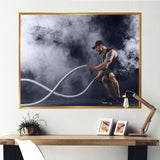 Tattooed Bearded Male Exercising - Aerobic & Bodybuilding Canvas Wall Art
