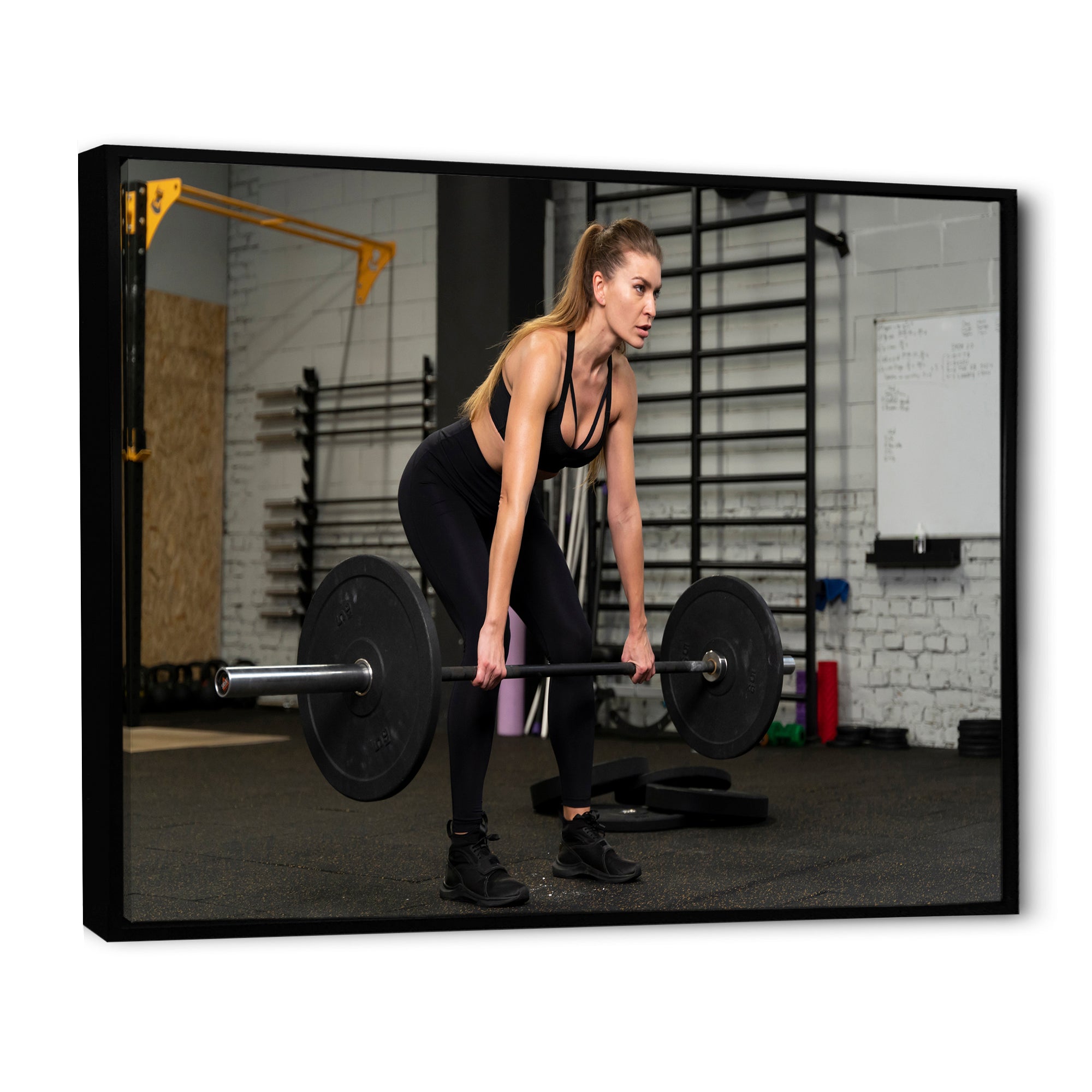 Woman Training Gym Full Shot - Aerobic & Bodybuilding Canvas Wall Art