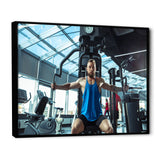 Caucasian Doing Strength Exercises - Aerobic & Bodybuilding Canvas Wall Art