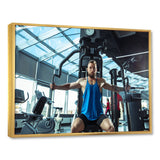 Caucasian Doing Strength Exercises - Aerobic & Bodybuilding Canvas Wall Art