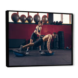 Athletic Man Woman With Dumbbells - Aerobic & Bodybuilding Canvas Wall Art