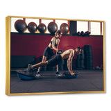 Athletic Man Woman With Dumbbells - Aerobic & Bodybuilding Canvas Wall Art