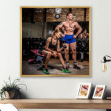 Sports Couple Is Working Out Gym - Aerobic & Bodybuilding Canvas Wall Art