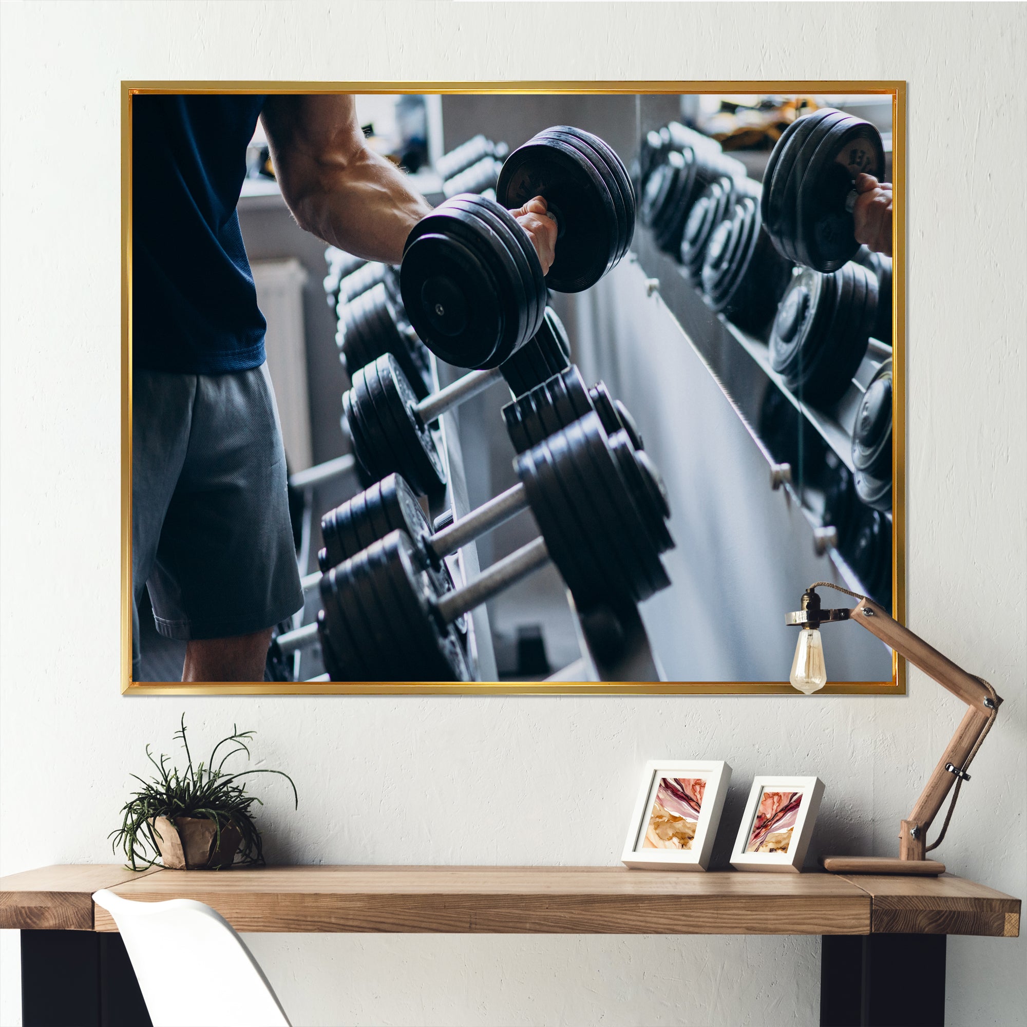 Strong Man Training At Gym - Aerobic & Bodybuilding Canvas Wall Art