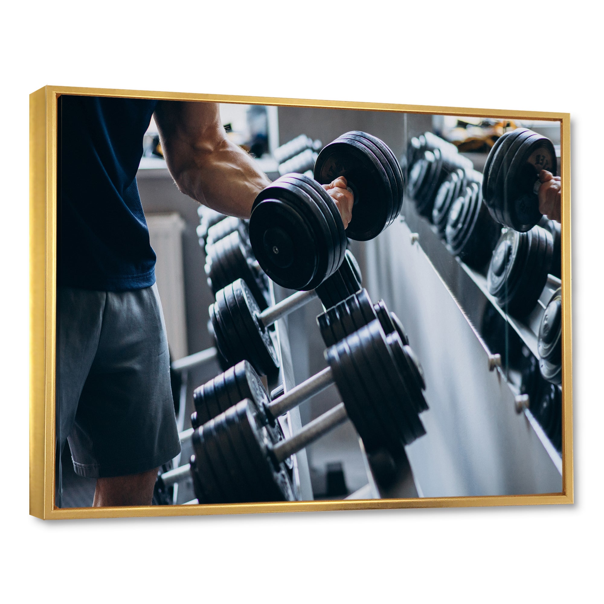 Strong Man Training At Gym - Aerobic & Bodybuilding Canvas Wall Art