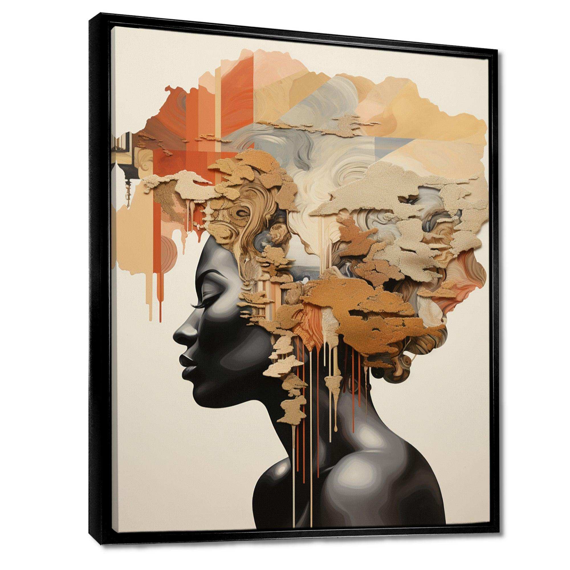 Minimalism African Woman Portrait - Landscapes Canvas Wall Art