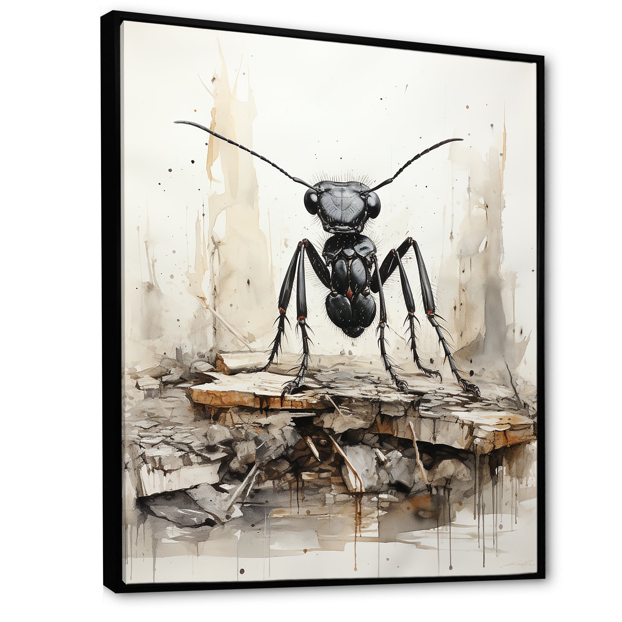 Minimalist March Charcoal Ant - Ant Home Decor Art