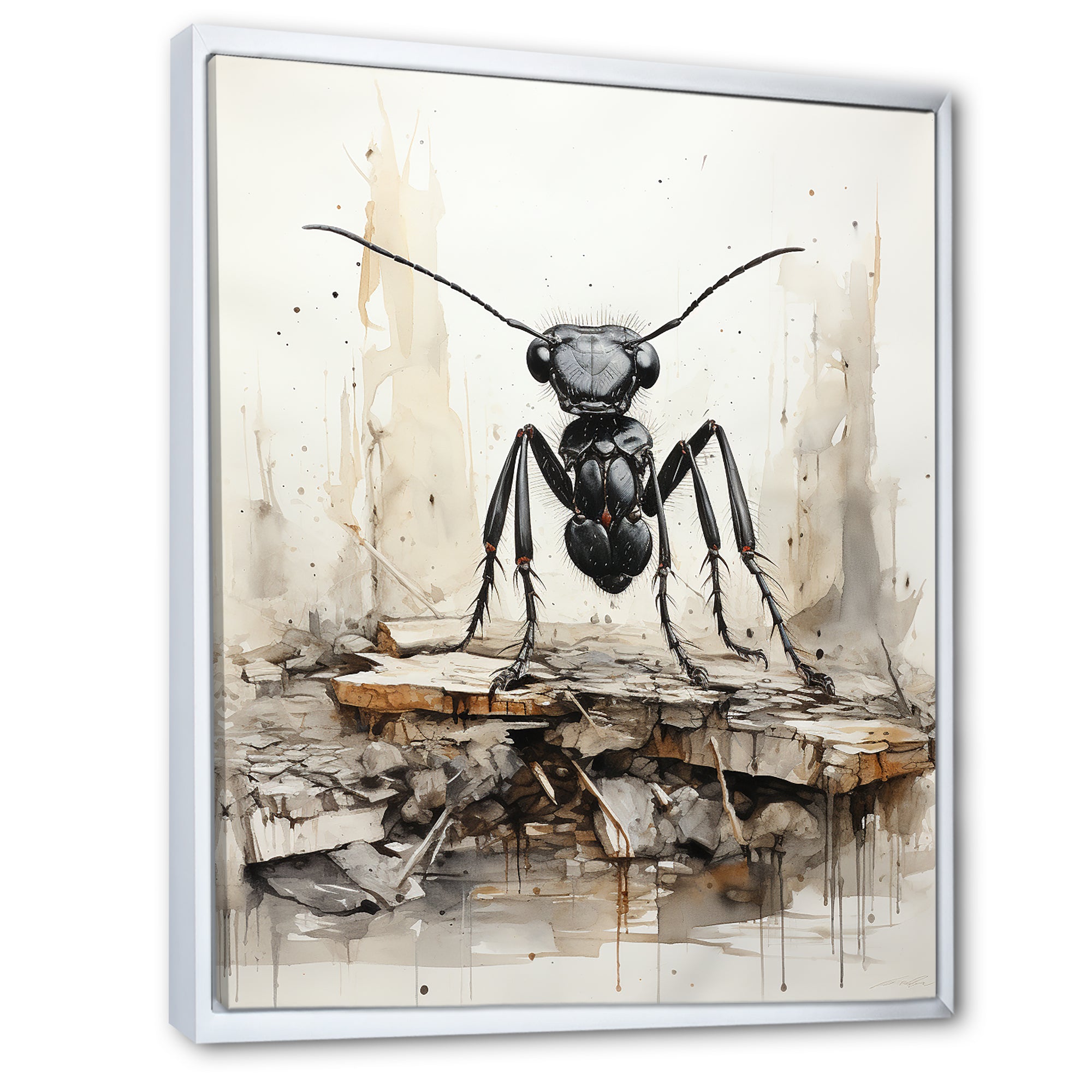 Minimalist March Charcoal Ant - Ant Home Decor Art