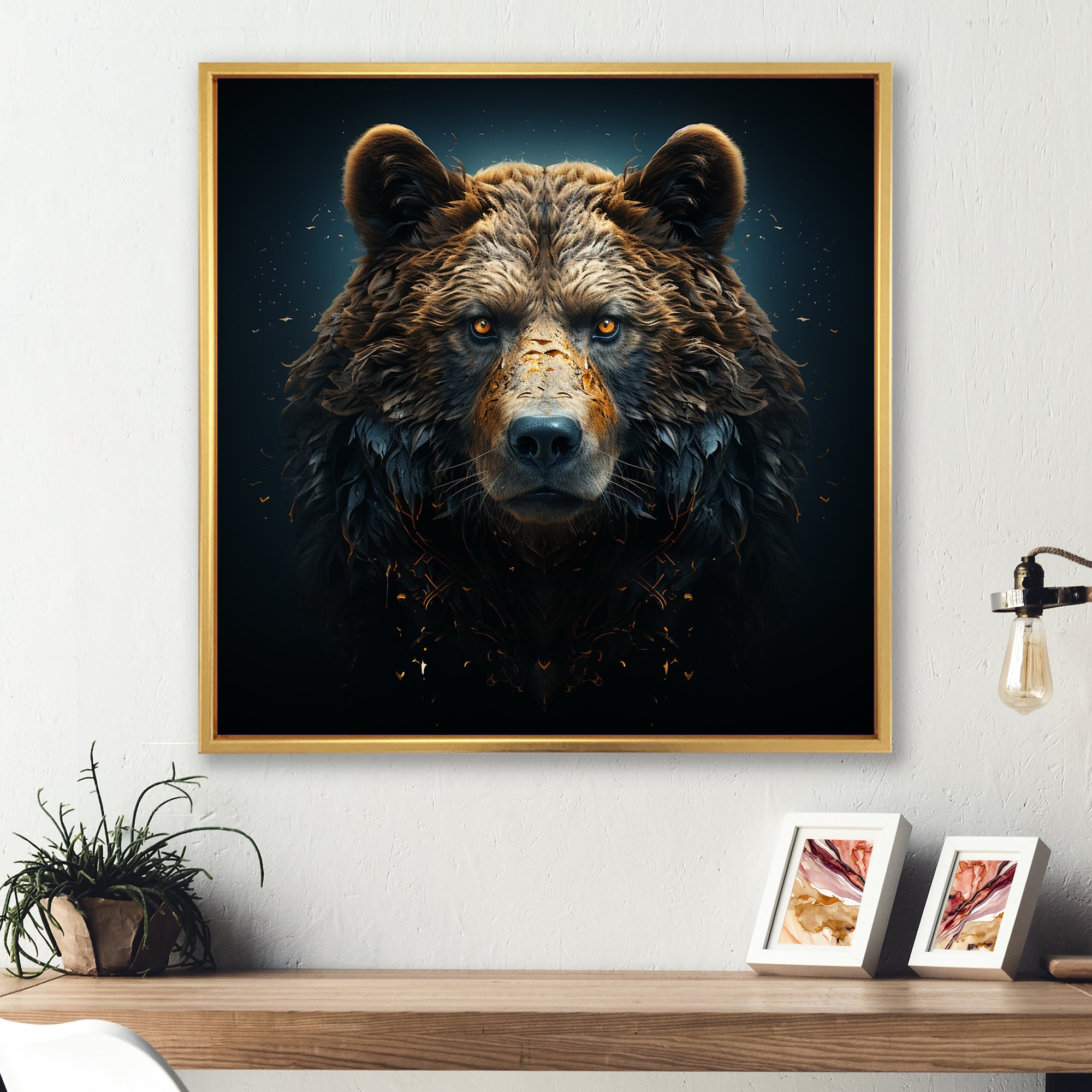 A Baroque Featuring A Bear With Gold - Bear Canvas Wall Art