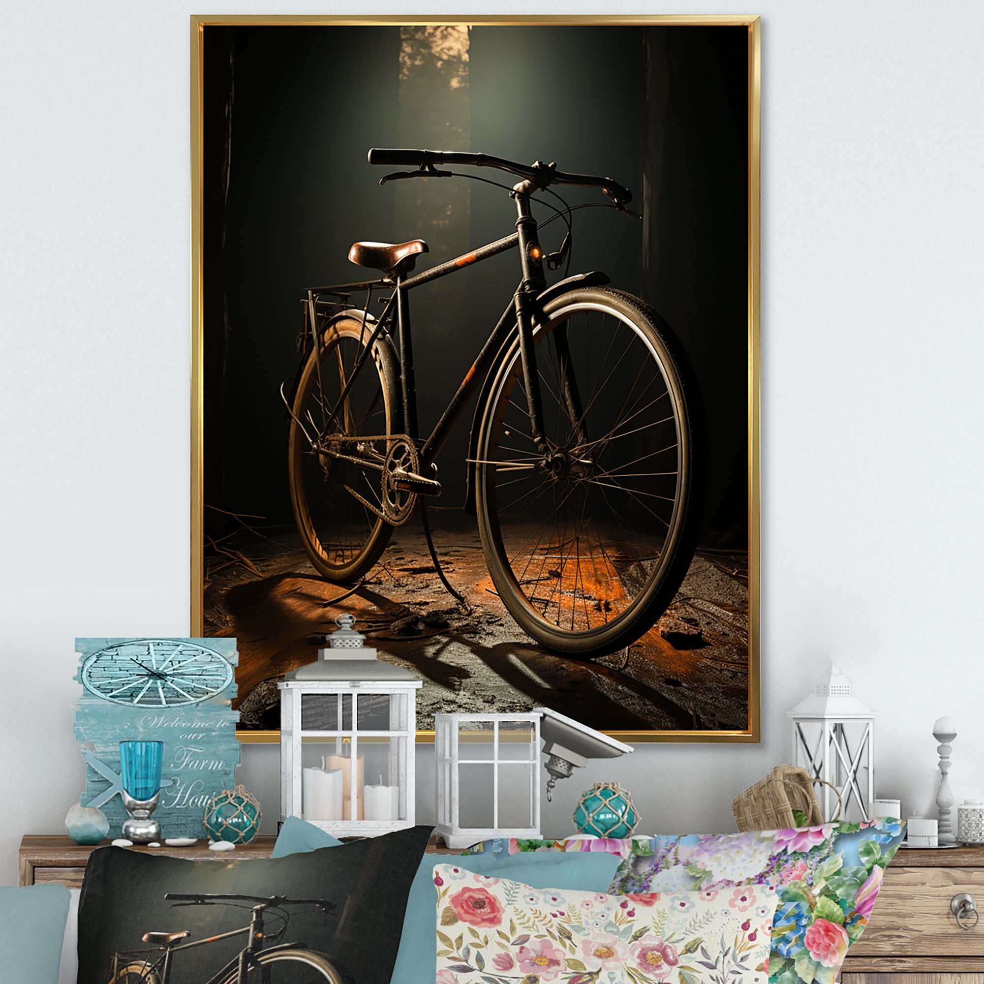 Bronze Balance Bicycle - Bicycle Canvas Wall Art