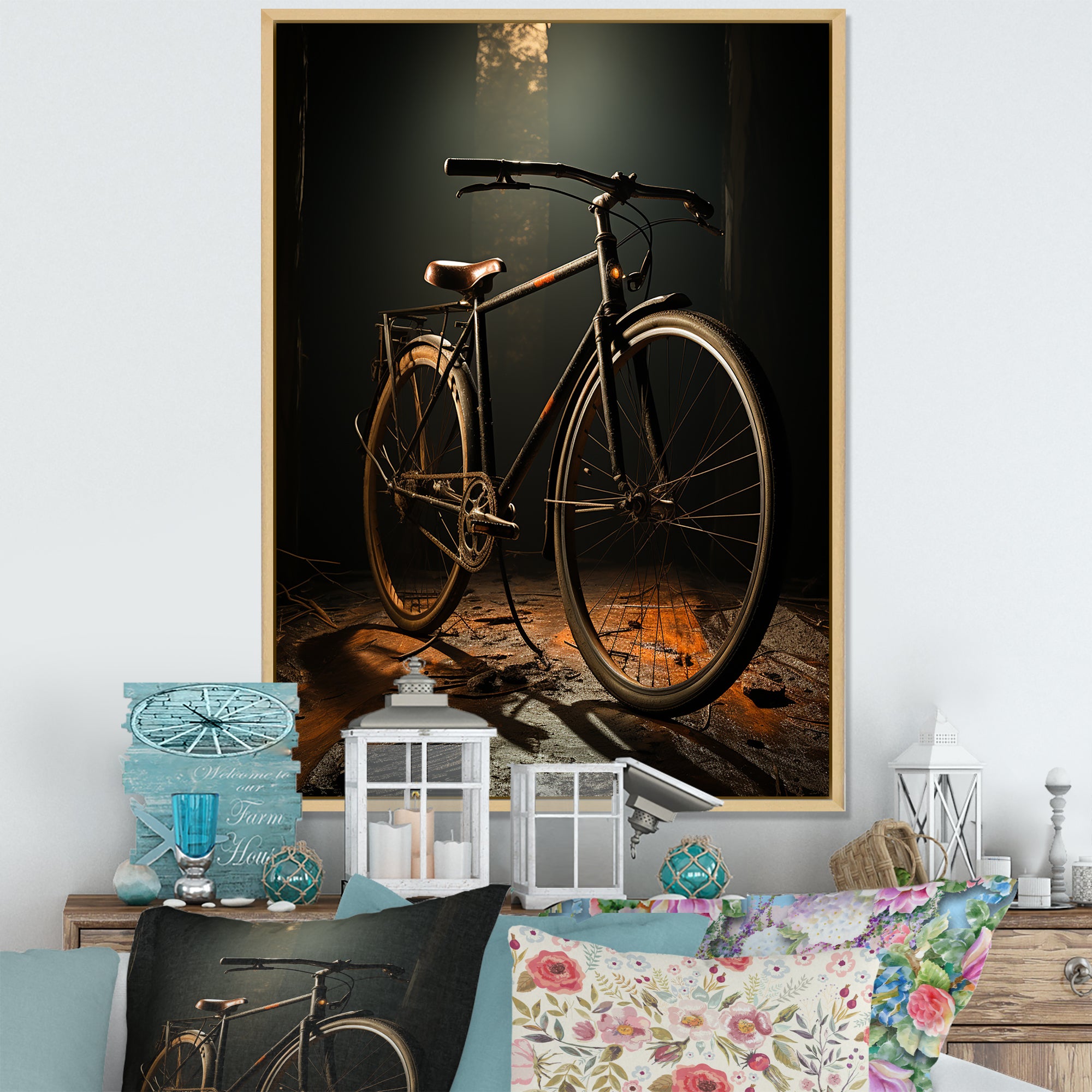 Bronze Balance Bicycle - Bicycle Canvas Wall Art