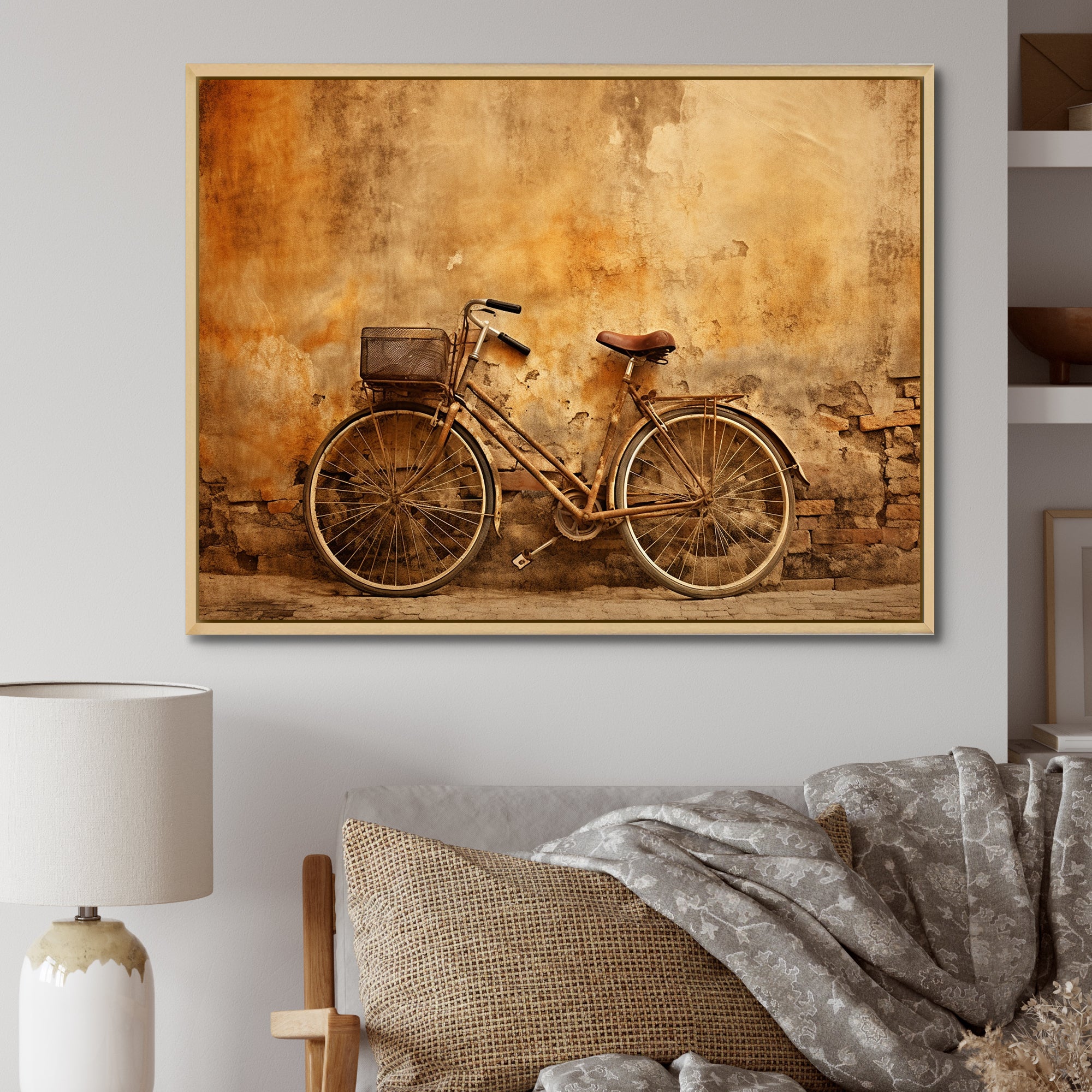 Caramel Commute Bicycle - Bicycle Canvas Wall Art