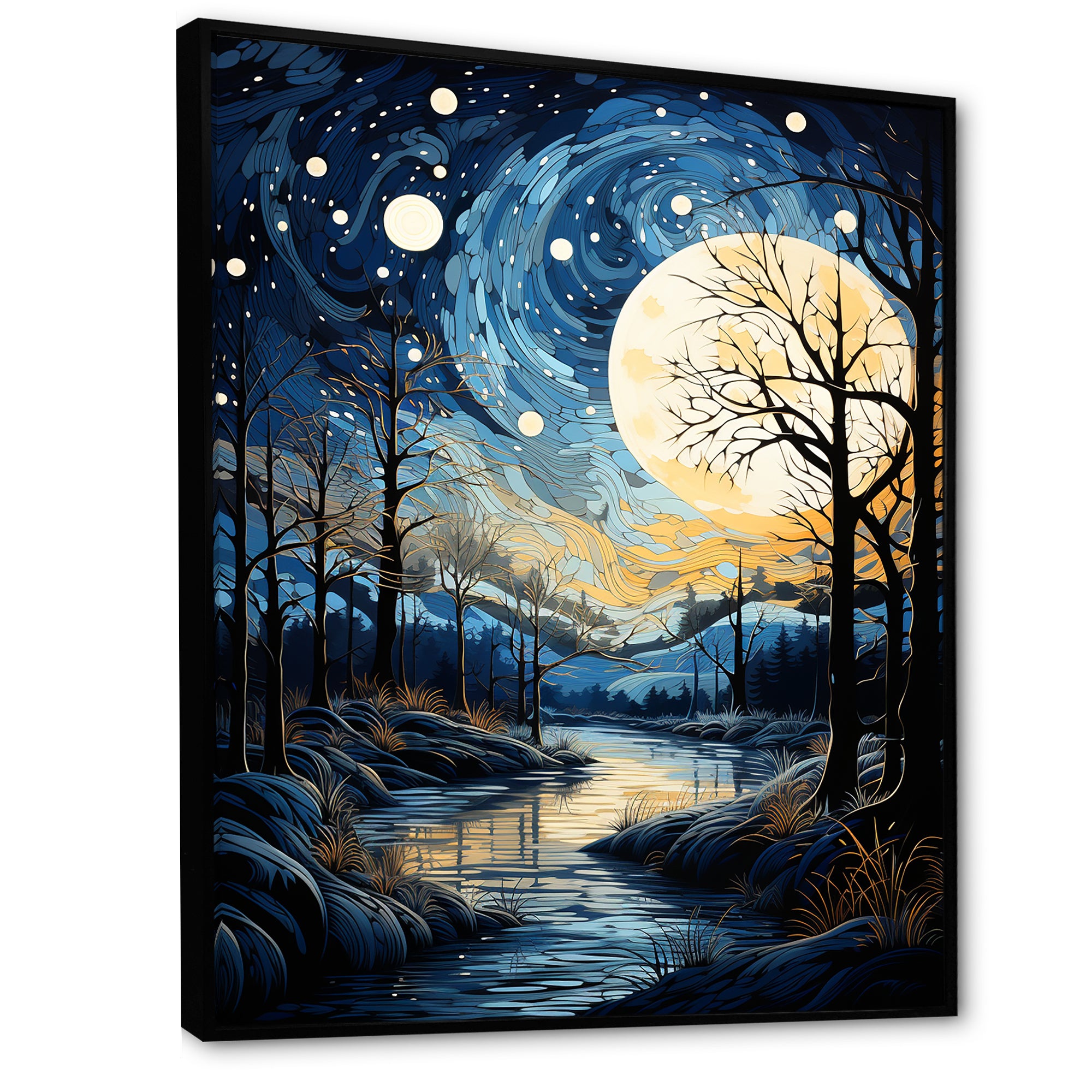 Indigo Intrigue Water Stream - Bicycle Canvas Wall Art