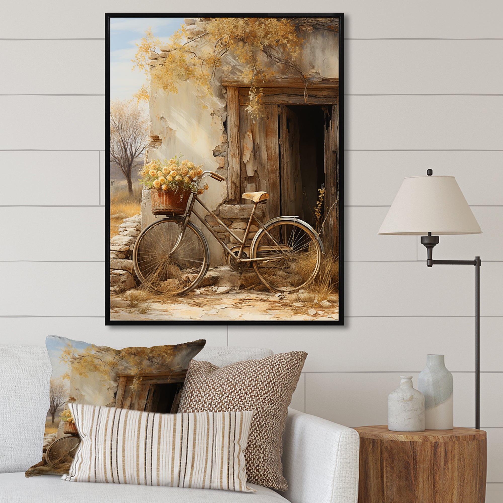 Olive Outing Vintage Bicycle - Bicycle Canvas Wall Art