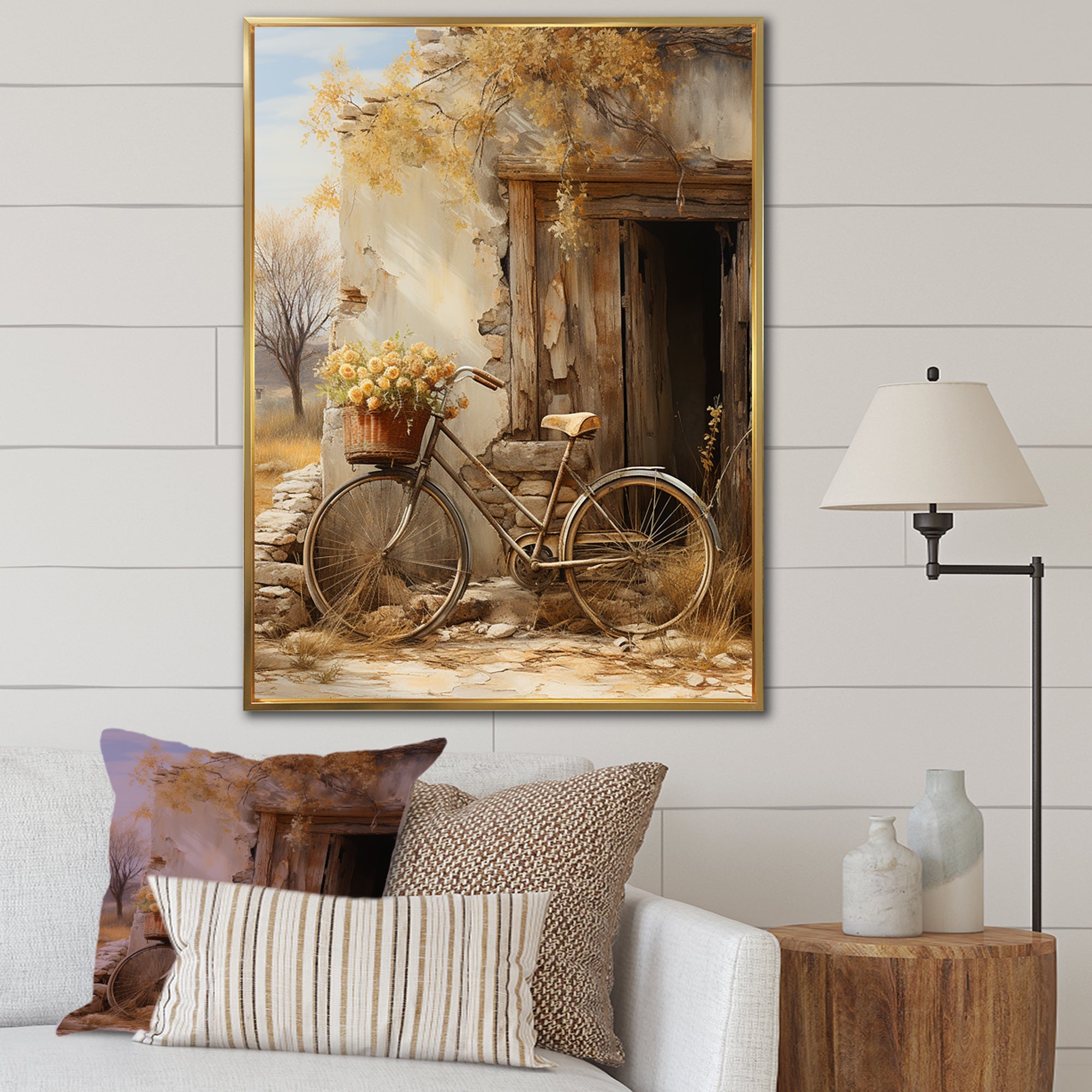 Olive Outing Vintage Bicycle - Bicycle Canvas Wall Art
