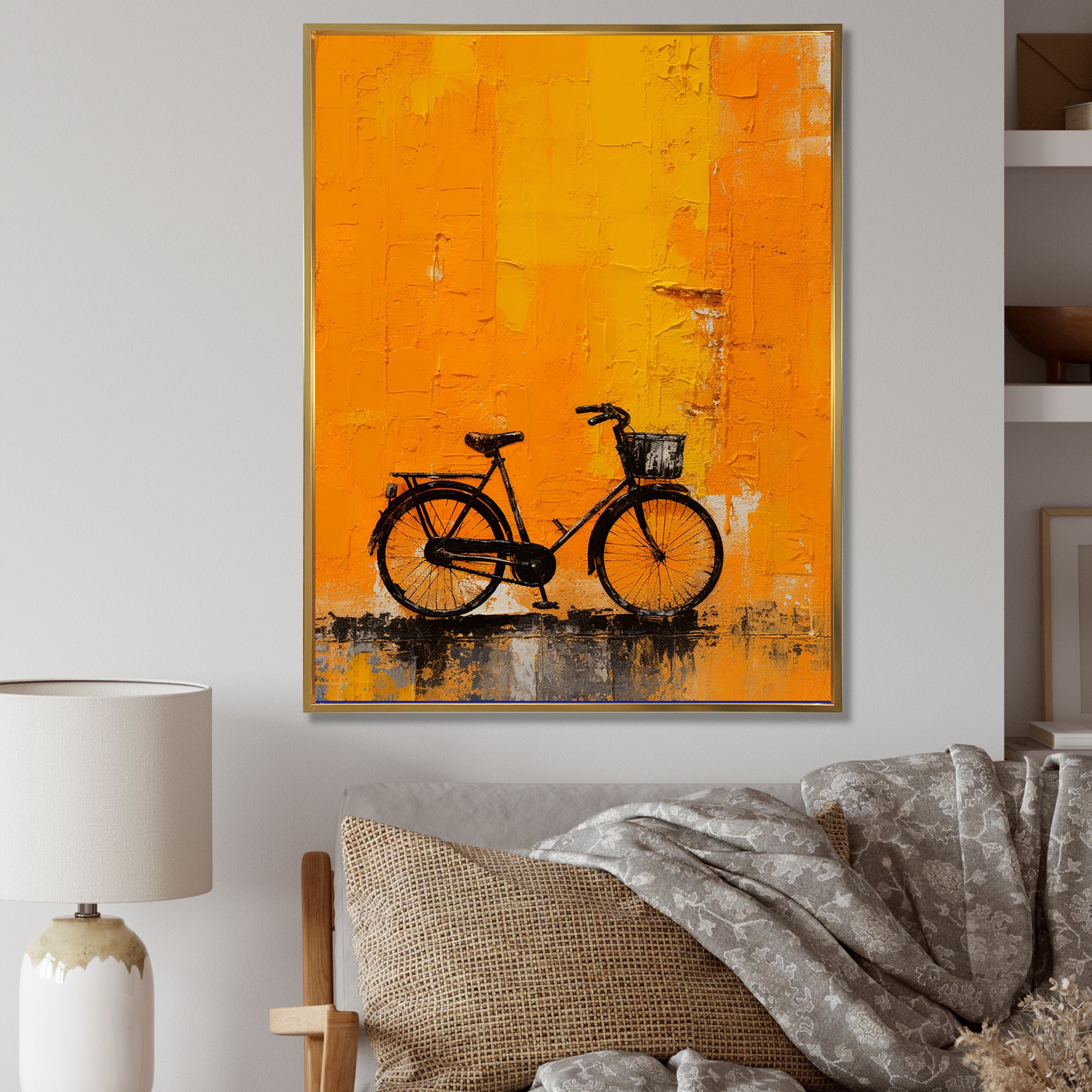 Bicycle Orange Odyssey - Bicycle Canvas Wall Art