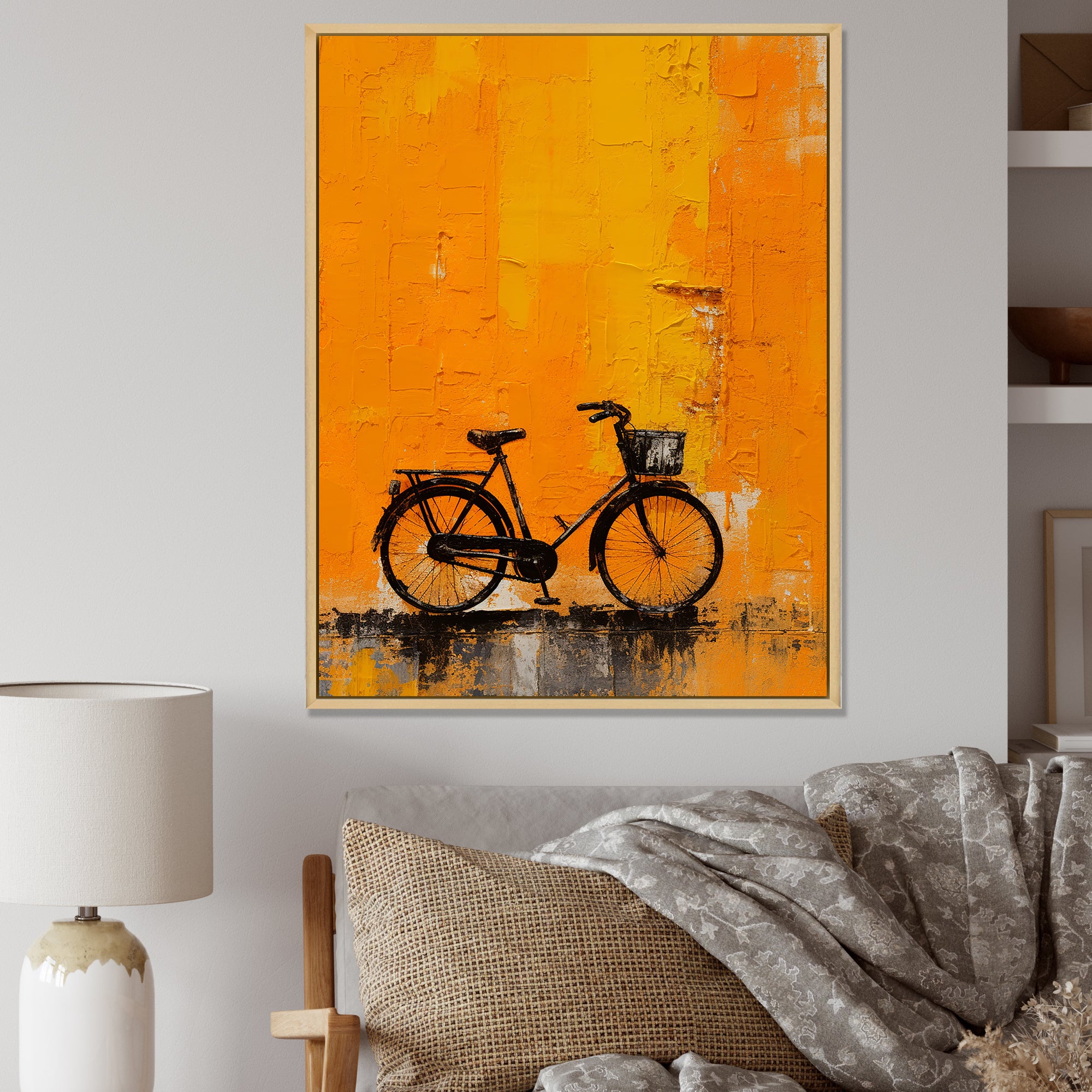 Bicycle Orange Odyssey - Bicycle Canvas Wall Art