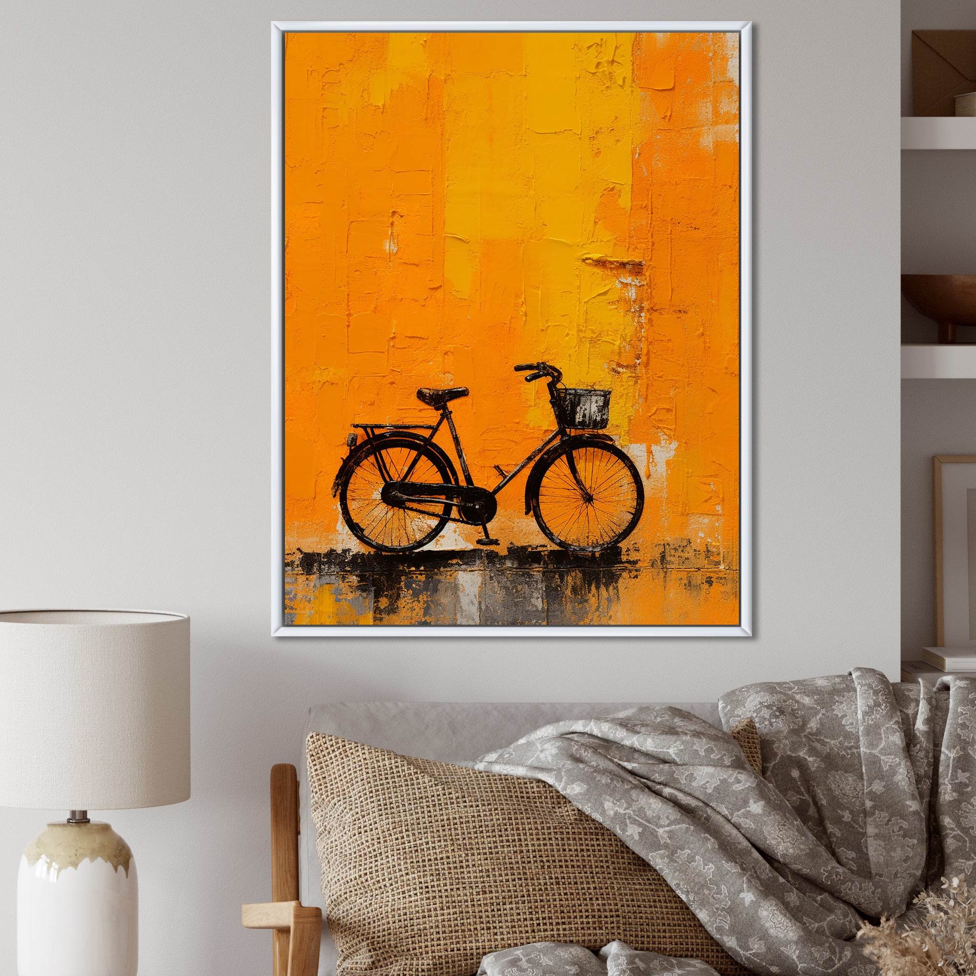 Bicycle Orange Odyssey - Bicycle Canvas Wall Art