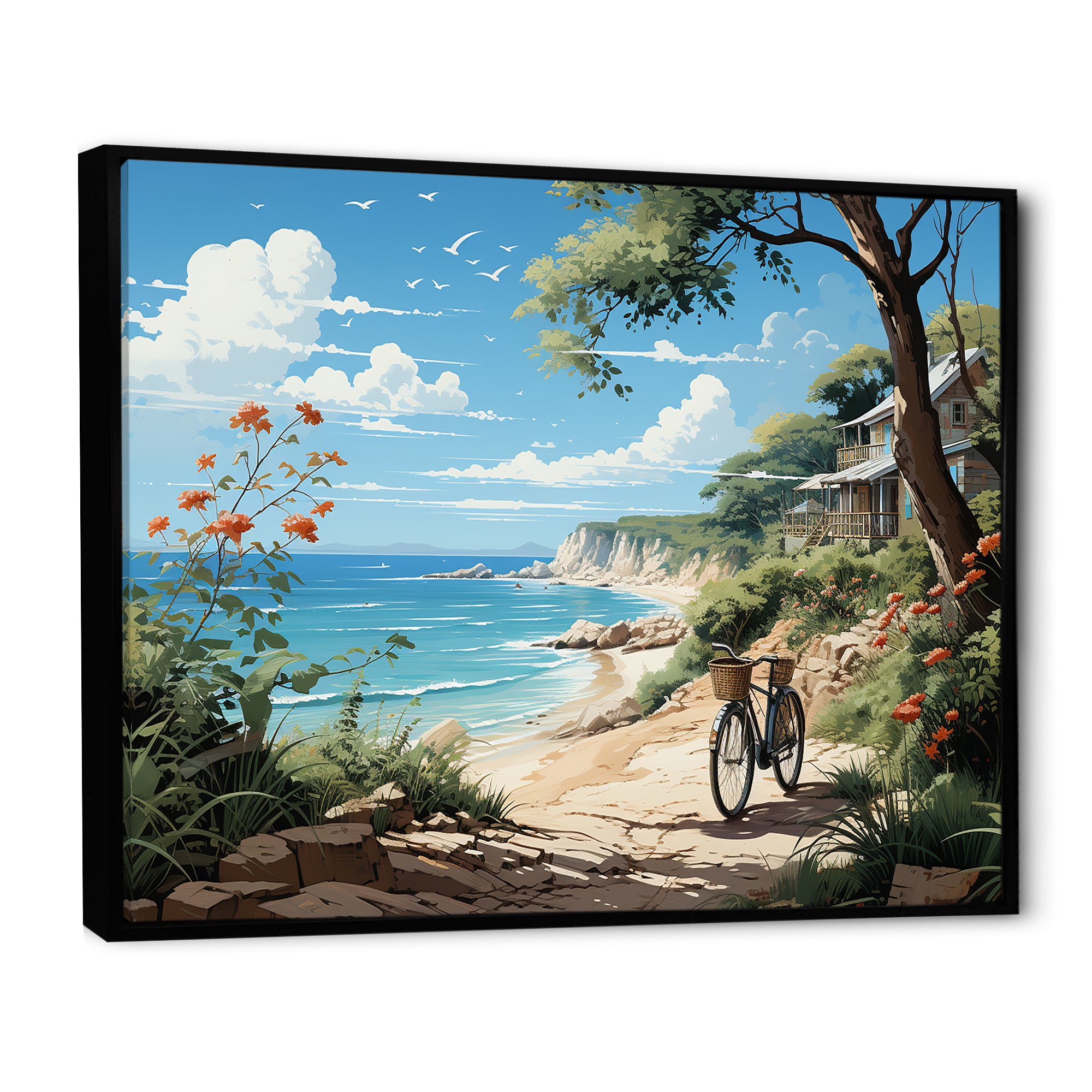 Turquoise Seaside Trek - Bicycle Canvas Wall Art