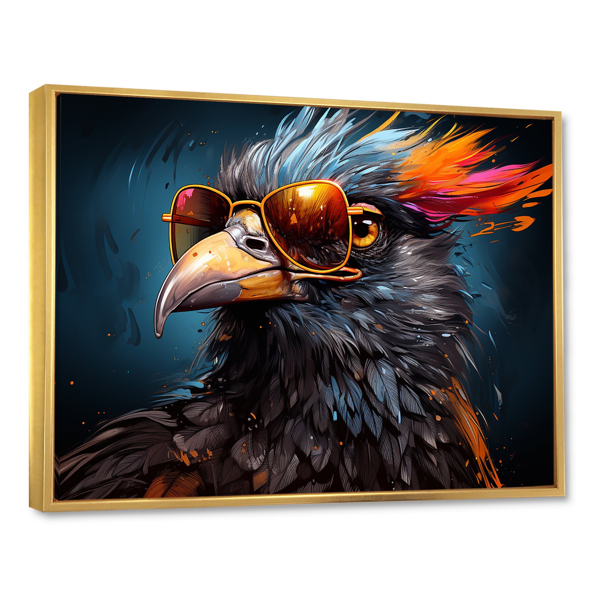 Cool Bird Abstract Aviators - Orange Bird Wall Art