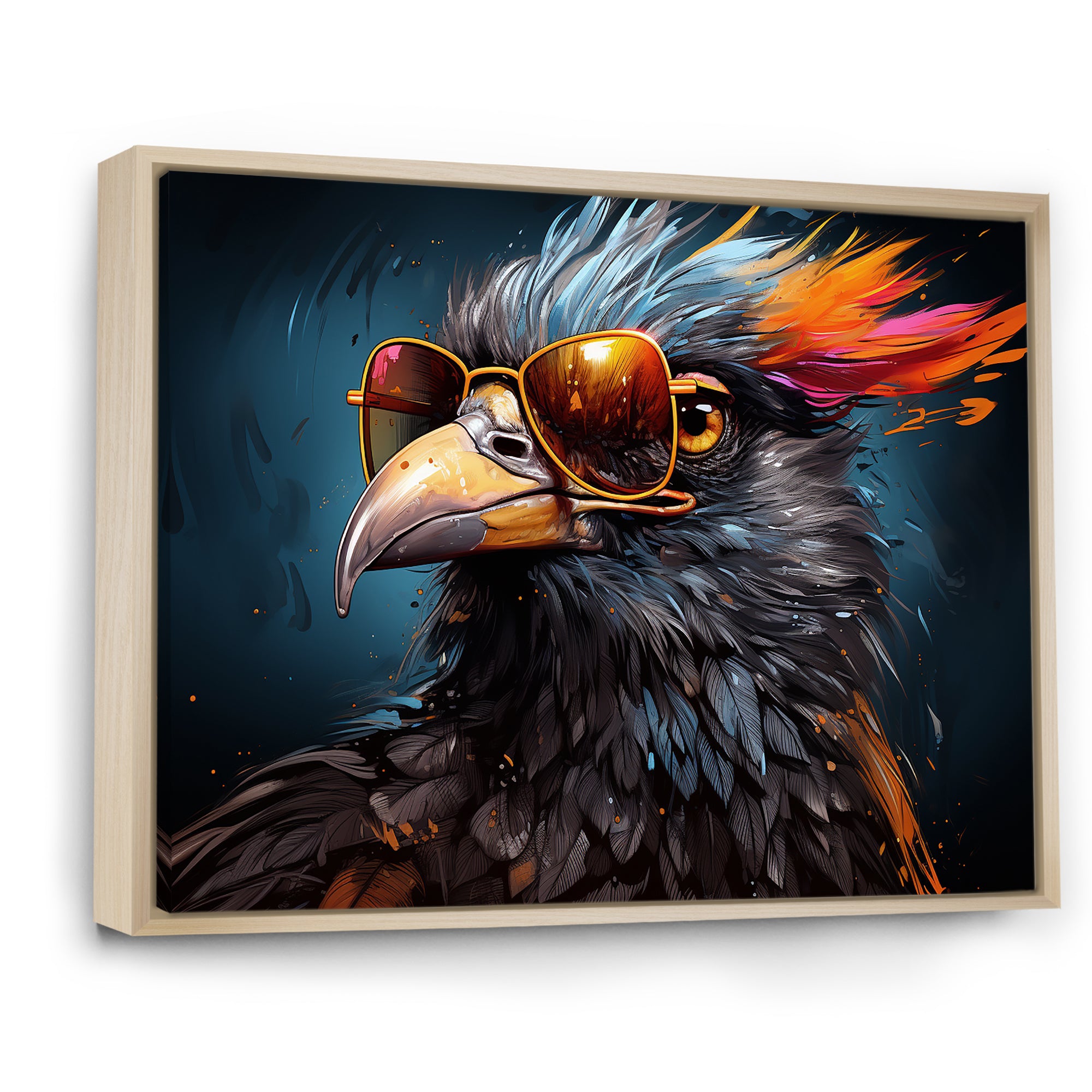 Cool Bird Abstract Aviators - Orange Bird Wall Art