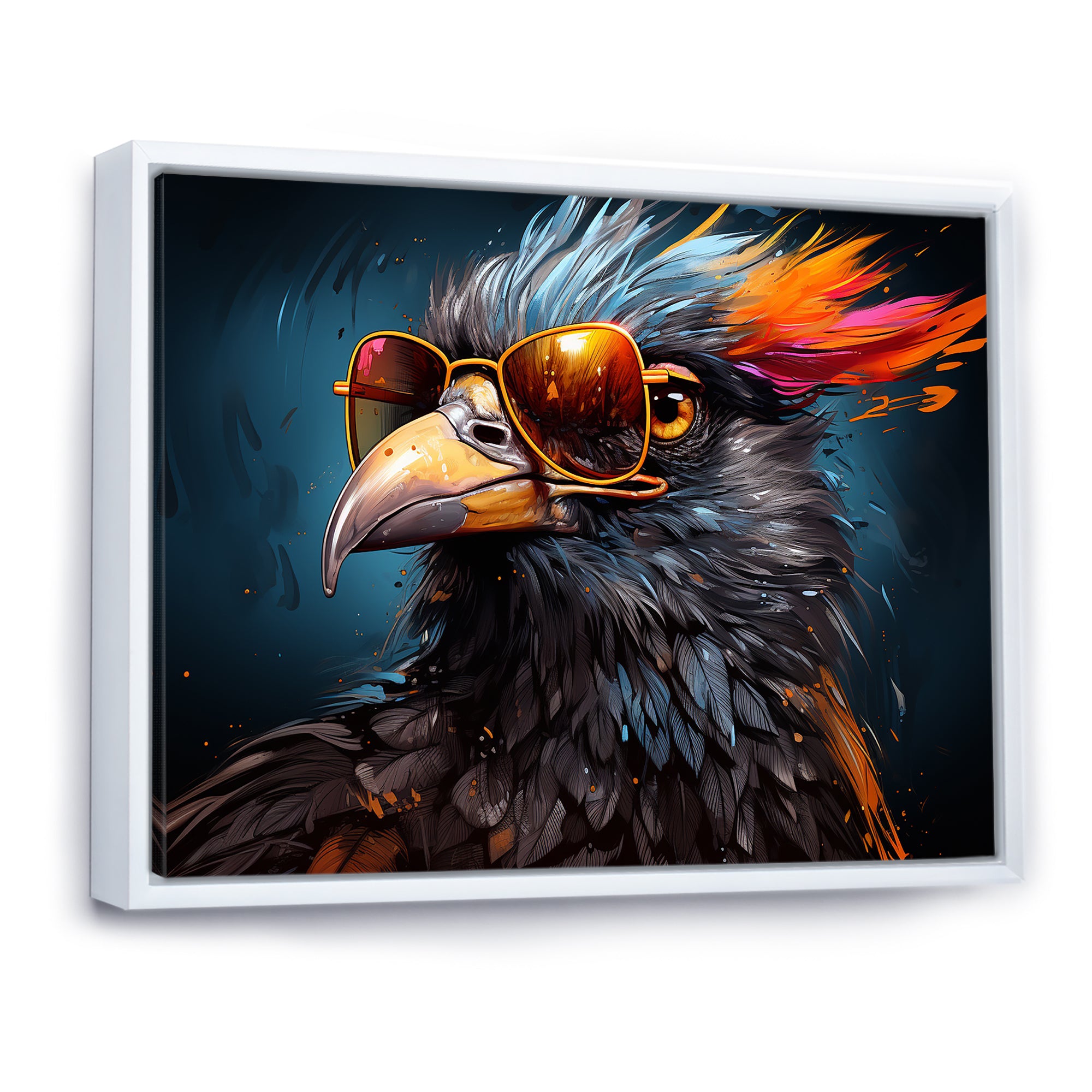 Cool Bird Abstract Aviators - Orange Bird Wall Art