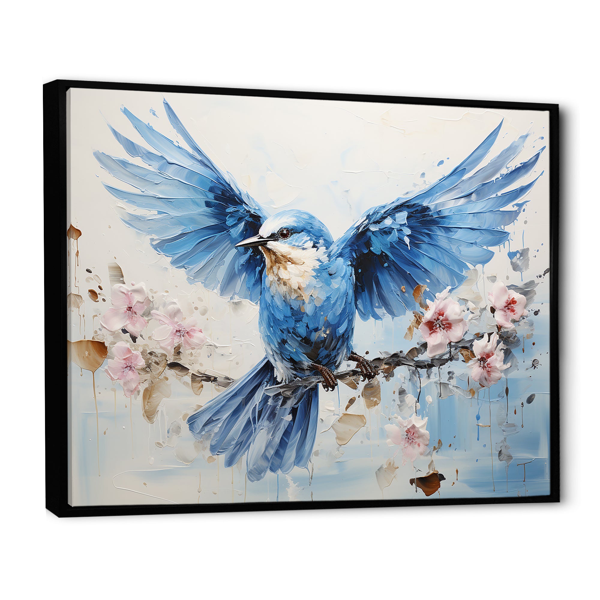 Blue Hues A Serene Scene Of Birds - Bird Large Canvas Wall Art