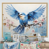 Blue Hues A Serene Scene Of Birds - Bird Large Canvas Wall Art