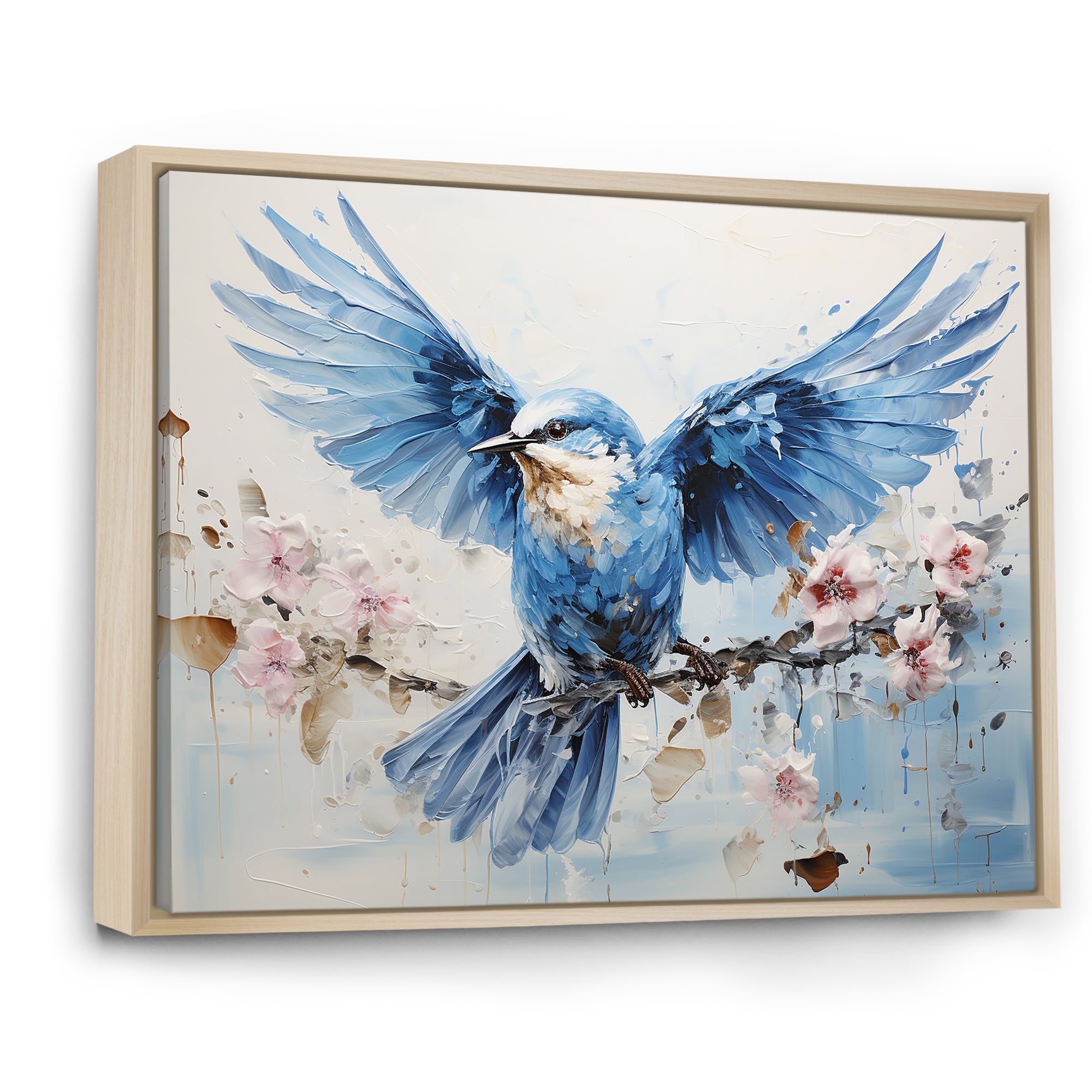 Blue Hues A Serene Scene Of Birds - Bird Large Canvas Wall Art