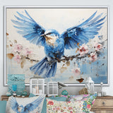 Blue Hues A Serene Scene Of Birds - Bird Large Canvas Wall Art
