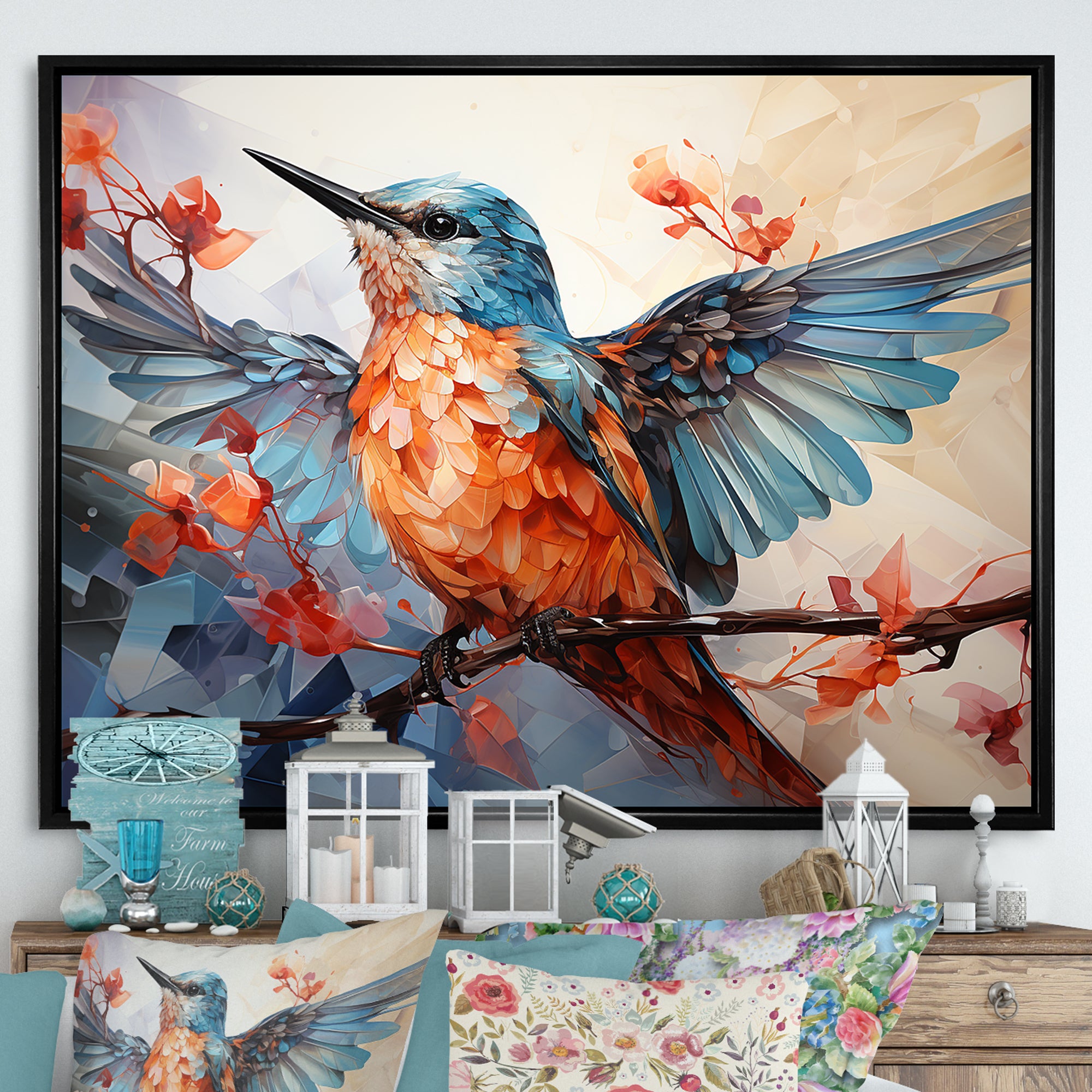 Geometric Birds In Cubist Skies - Bird Canvas Wall Art