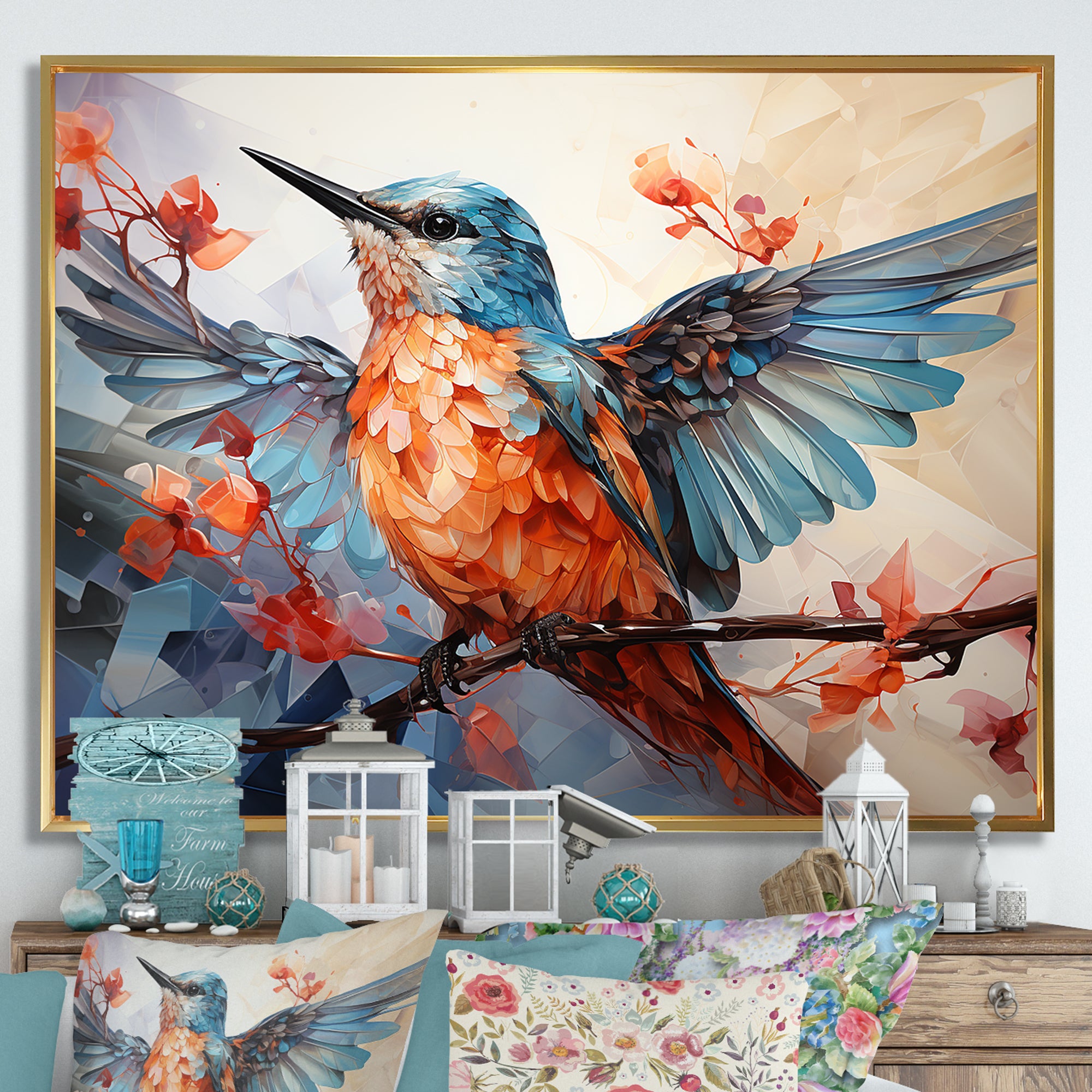 Geometric Birds In Cubist Skies - Bird Canvas Wall Art