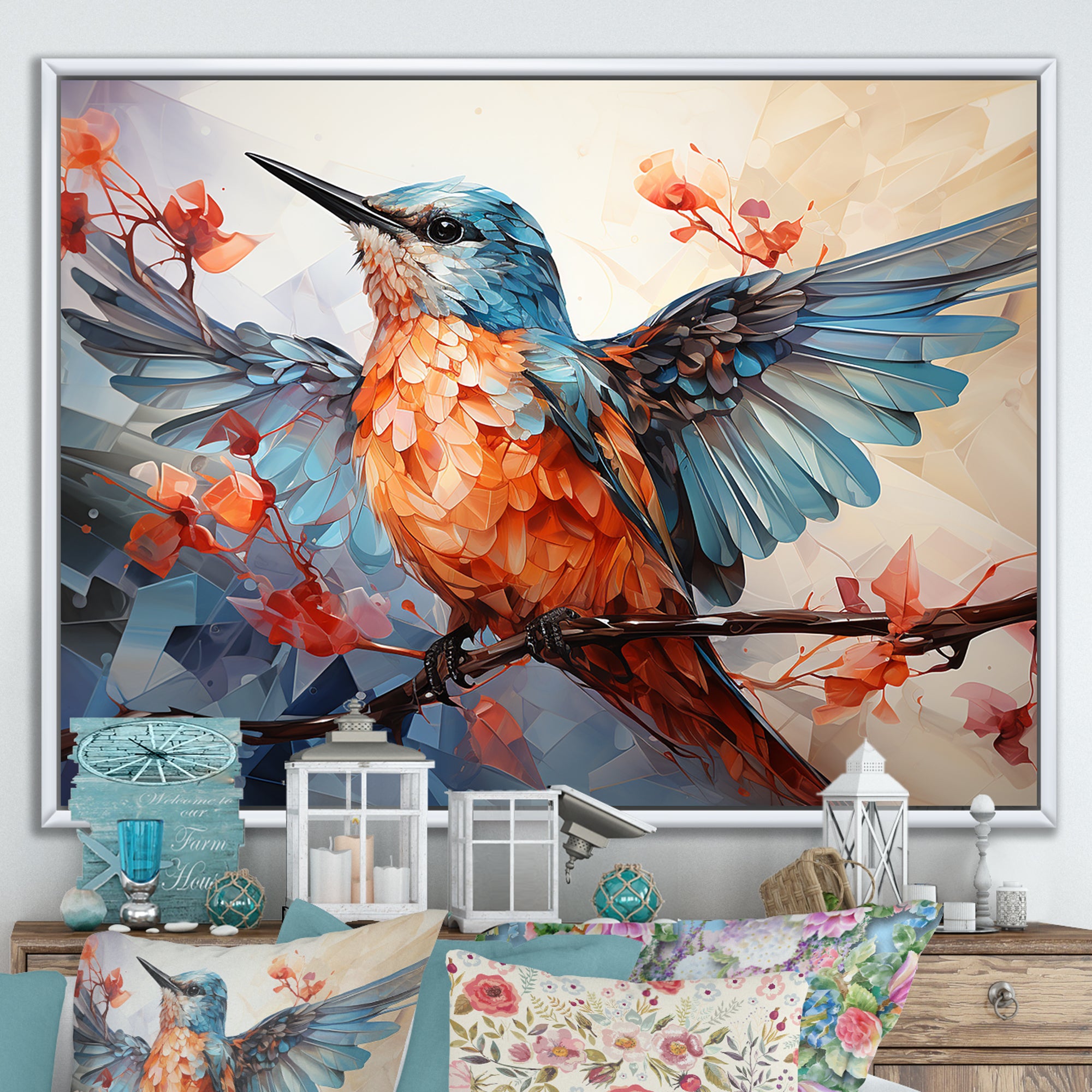 Geometric Birds In Cubist Skies - Bird Canvas Wall Art