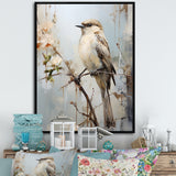 Minimalism Beige Bird On Branch - Bird Wall Decor