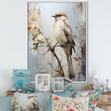 Minimalism Beige Bird On Branch - Bird Wall Decor