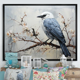 Misty Blue Ray Bird On Branch - Bird Wall Art Prints