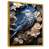 Surreal Nest Bird On Flowers - Blue Bird Wall Art